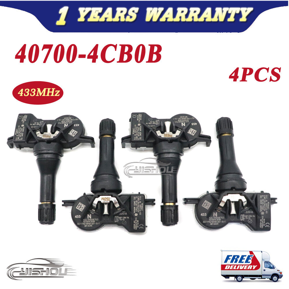 4x TPMS Tire Pressure Monitor Sensor 433mhz for Nissan Altima Micra 40700-4CB0B