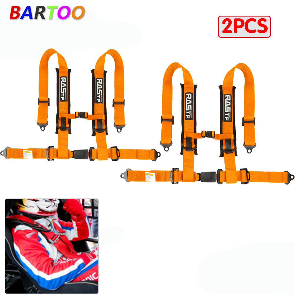 2 x Universal Orange 4 Point Buckle for Seat Belt Harness 2 Straps For ATV UTV Q