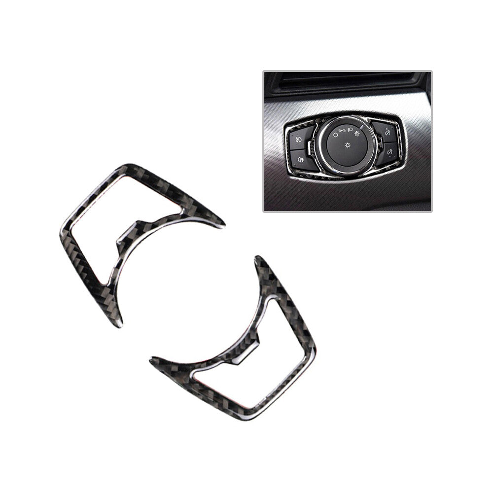 Car Headlight Switch Cover Frame Trim Carbon Fiber for Mustang 2015-2019