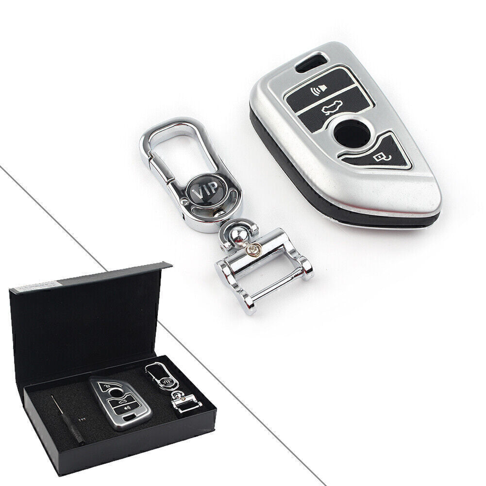 for Smart 4 Button Metal Silver Key Shell Case Cover Fit for BMW X Series X1,X5,X6. Q