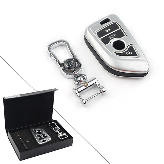 for Smart 4 Button Metal Silver Key Shell Case Cover Fit for BMW X Series X1,X5,X6. Q