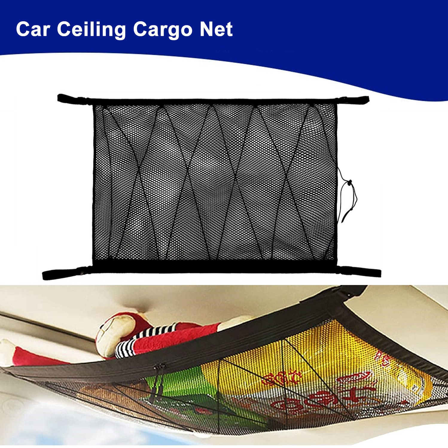 Suitable for Dodge SUVs, 2-layer roof ceiling cargo net bag accessories - n