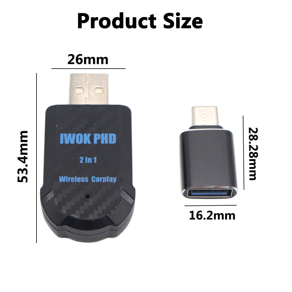 New Plug and Play Type-C/USB for Mini 2 in 1 Box Carplay For Apple iOS Android Auto