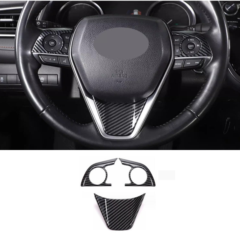 Fit for Camry 2018-2024 Steering Wheel Trim 3pcs ABS Carbon Fiber v