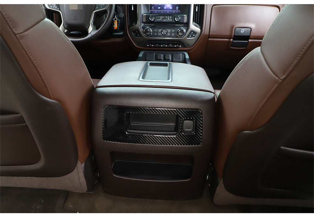 Carbon Fiber Rear Armrest Storage Box Cover for Chevy Silverado for GMC / for SIERRA 14-18
