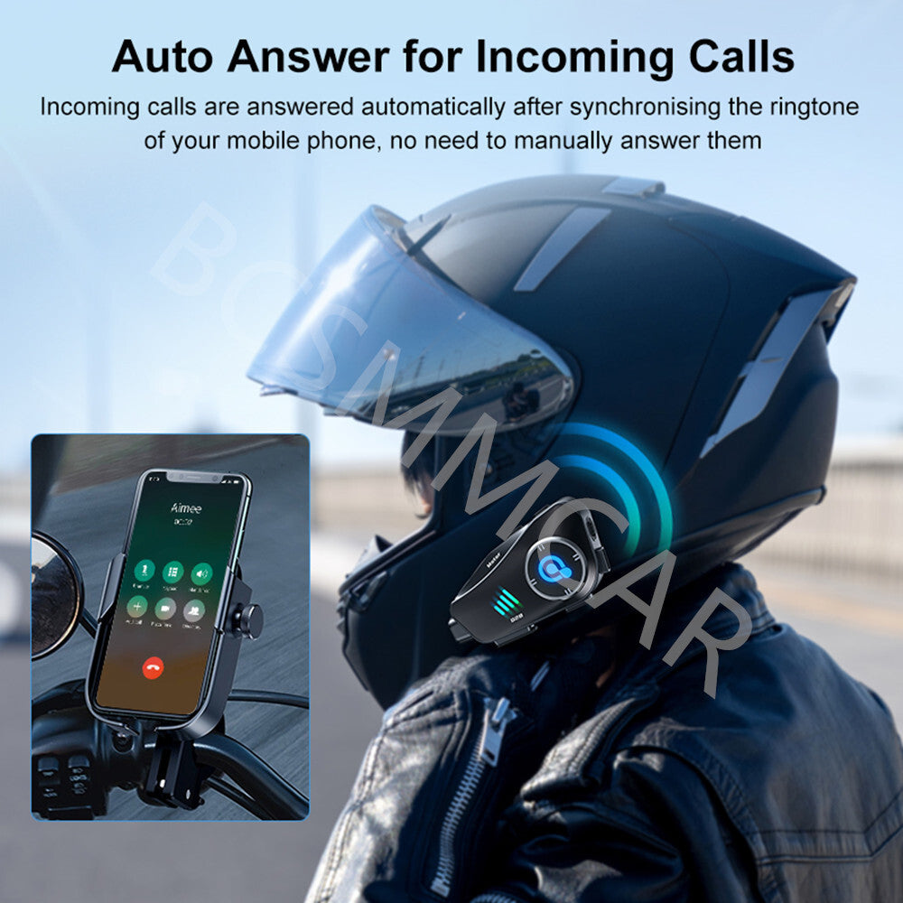 Helmet Bluetooth Headset HD Dashcam WiFi Video Recorder DVR Music For Motorcycle Q