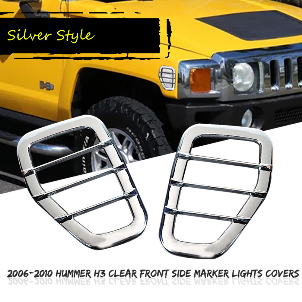2-pack for CHRome silver trim cover for 06-10 for Hummer H3, H3T front side marker lights - v
