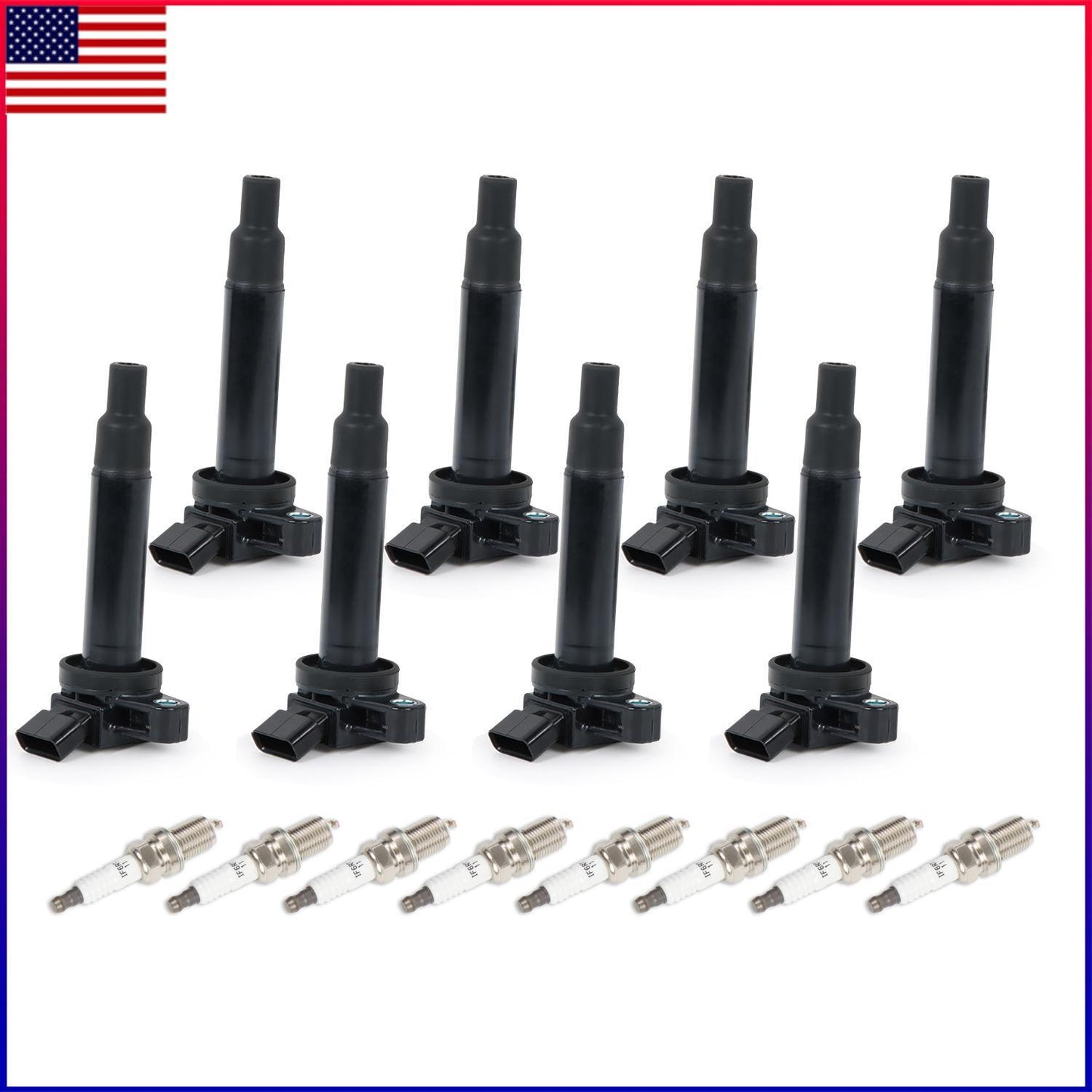 Set of 8 Ignition Coils + Spark Plugs UF493 for Toyota Tundra 2000-2009 4.7L