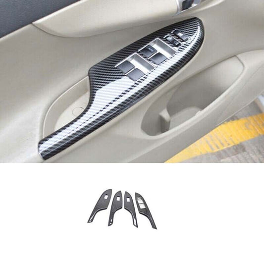 Carbon Fiber Style Lock Switch Panel Window Lift Trim for Toyota for Corolla 09-2013