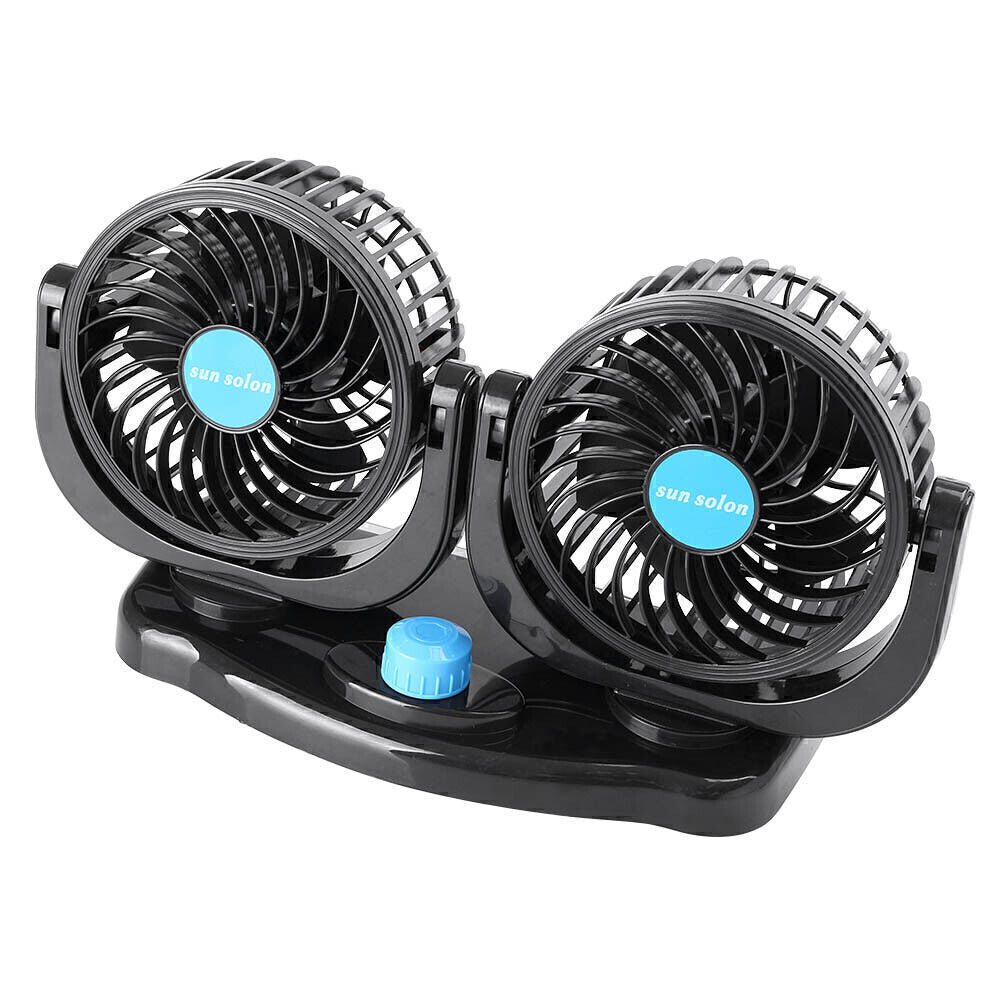 Car Air Conditioner Cooling Fan 12V Plug In Vehicle Fan Dash Mount Portable Q