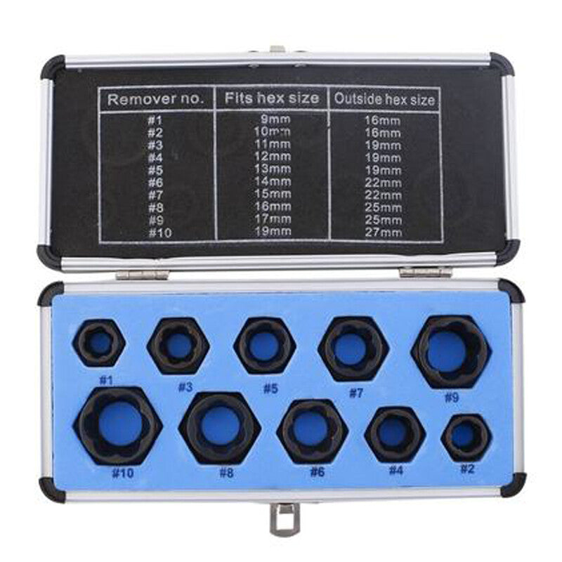 10-piece bolt and nut extractor, damaged and rusted socket wrench, impact wrench tool, durable - n