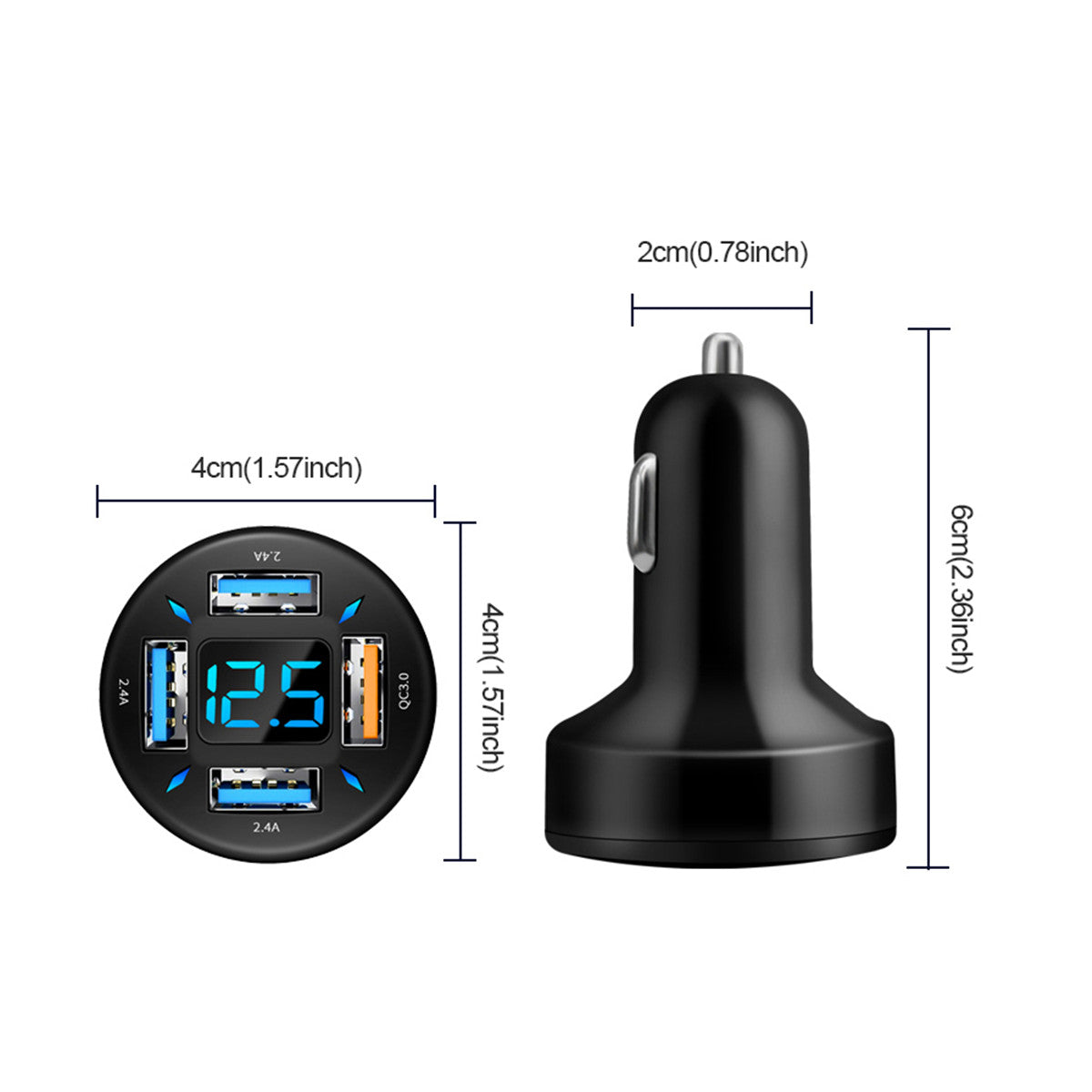 4 Ports USB Car for Charger LED Fast Charging Adapter Cigarette Lighter Socket Kit Q