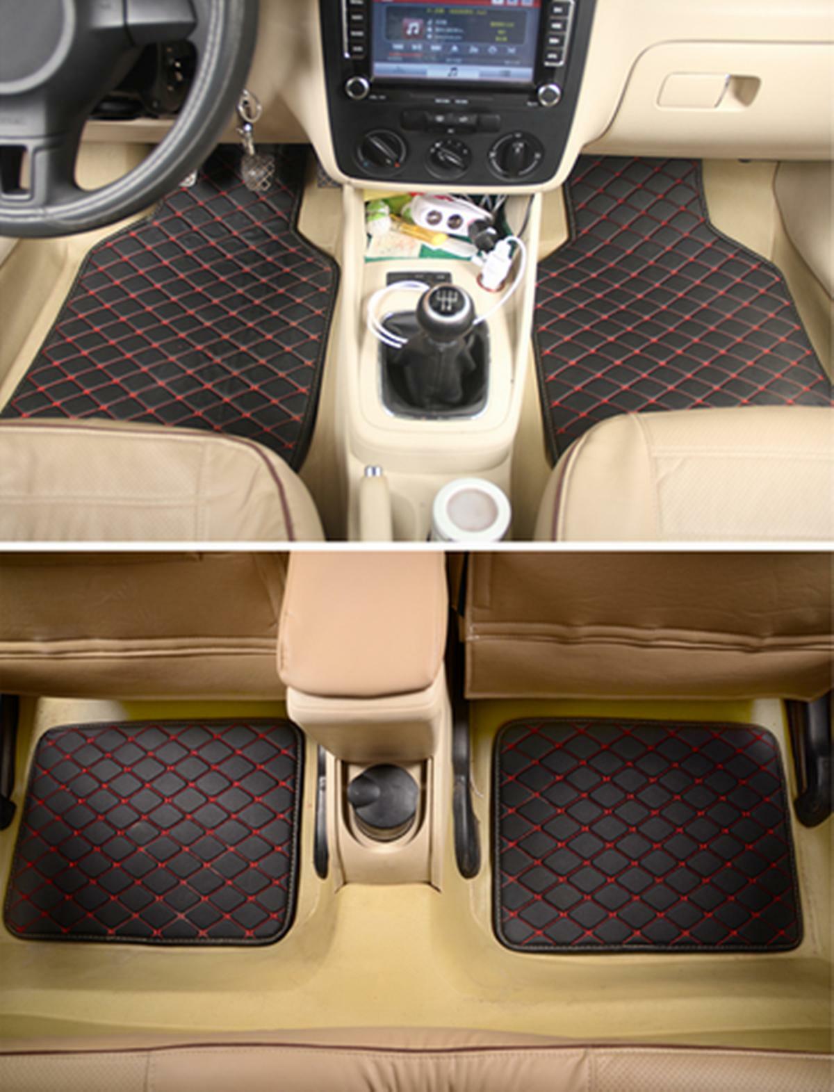 Front and rear car floor mats, waterproof and non-slip, 4-piece set, universal polyurethane synthetic leather. n