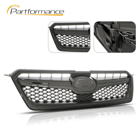 Front Bumper Grille for 2013 - 2015 for Subaru XV Crosstrek with Gloss Black Trim - v