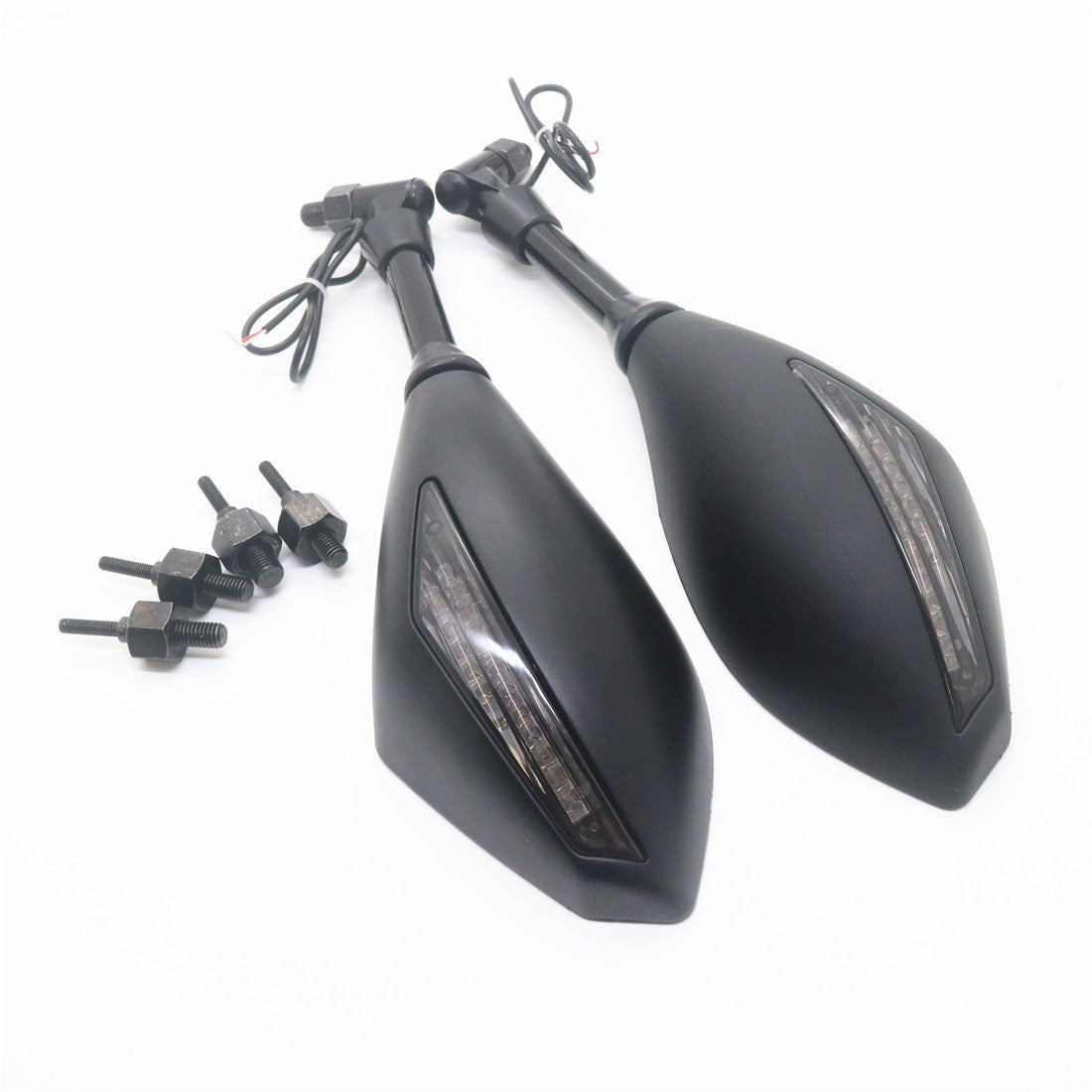 Matte Black LED Turn Signal Rearview Side Mirrors for Honda for Suzuki Cruiser Q
