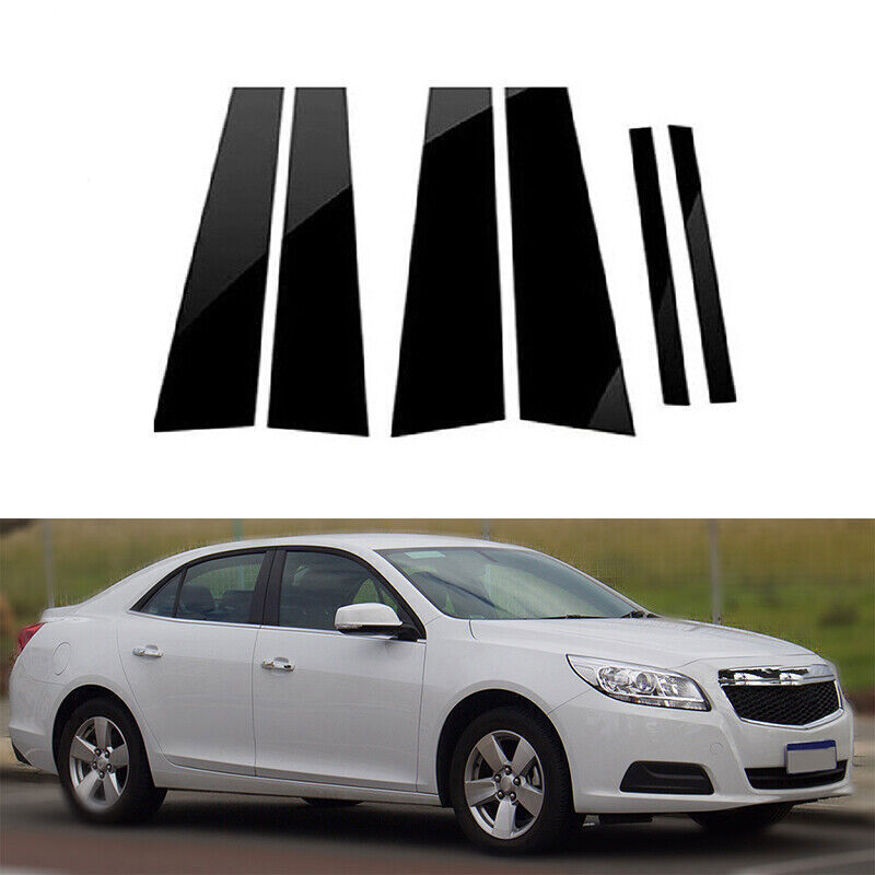 for Chevrolet Malibu Sedan 2013-15 Piano Black Pillar Posts Door Window Trim 6P