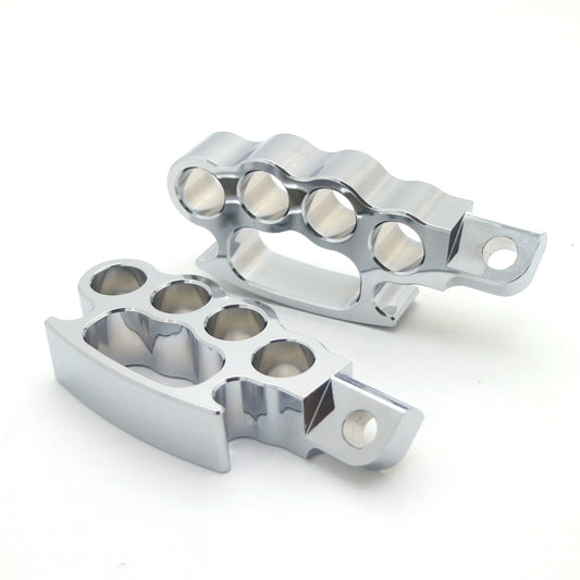Chrome Control Foot Pegs Flying Knuckle Pegs for Harley Sportster Dyna Softail Q