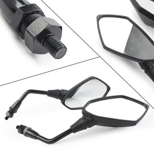 2x Universal Black Motorcycle Rearview Rear View Side Mirror 10mm Q