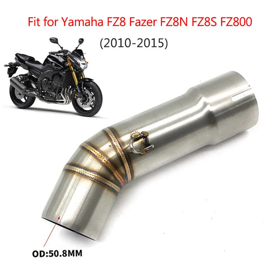 Slip On Exhaust Muffler 50.8mm Middle Link Pipe for Yamaha FZ8N FZ8S FZ800 2010-2015
