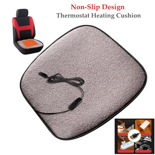Car Thermostat Heating Cushion Cover USB Heated for Seat Lamb Velvet Winter Part v
