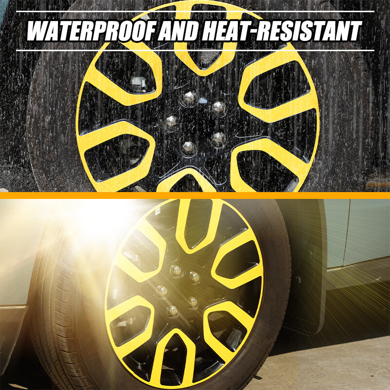 Yellow wheel, tire, and rim trim stickers for the Maverick 2022+ n