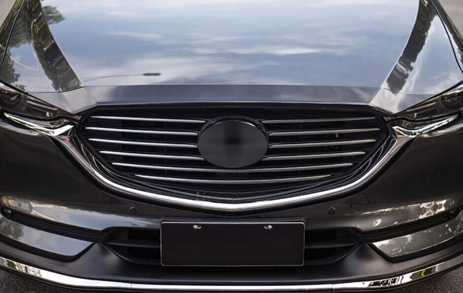 1P Carbon Fiber Front Hood Bonnet Grille Lip Cover Trim for Mazda CX-3 CX3 16-21