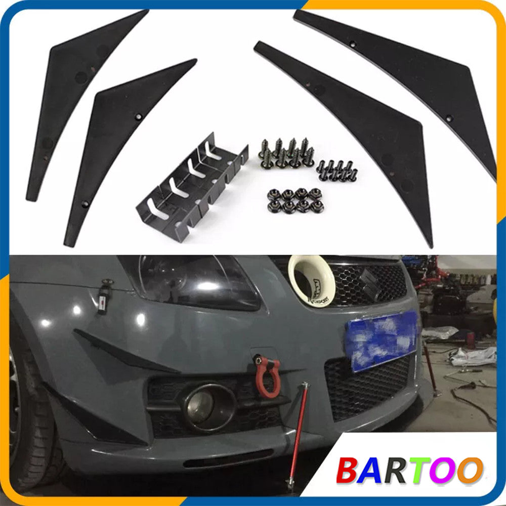 Universal 4Pcs Fins Body Spoiler Car Front Bumper Spoiler Blade Canards Valence Q