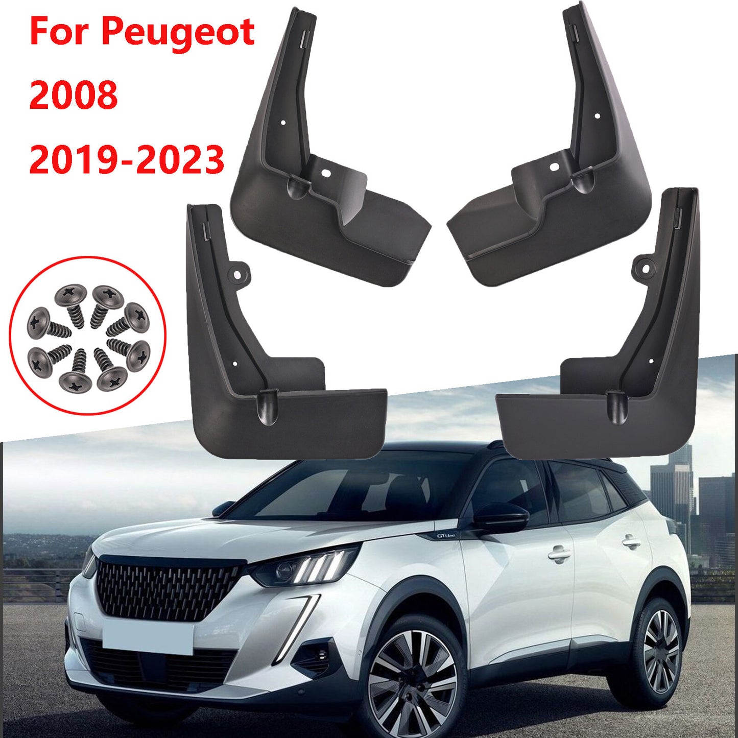 4X for Peugeot 2008 2019-2023 front rear Splash Guard mudguard mud flap guards Q