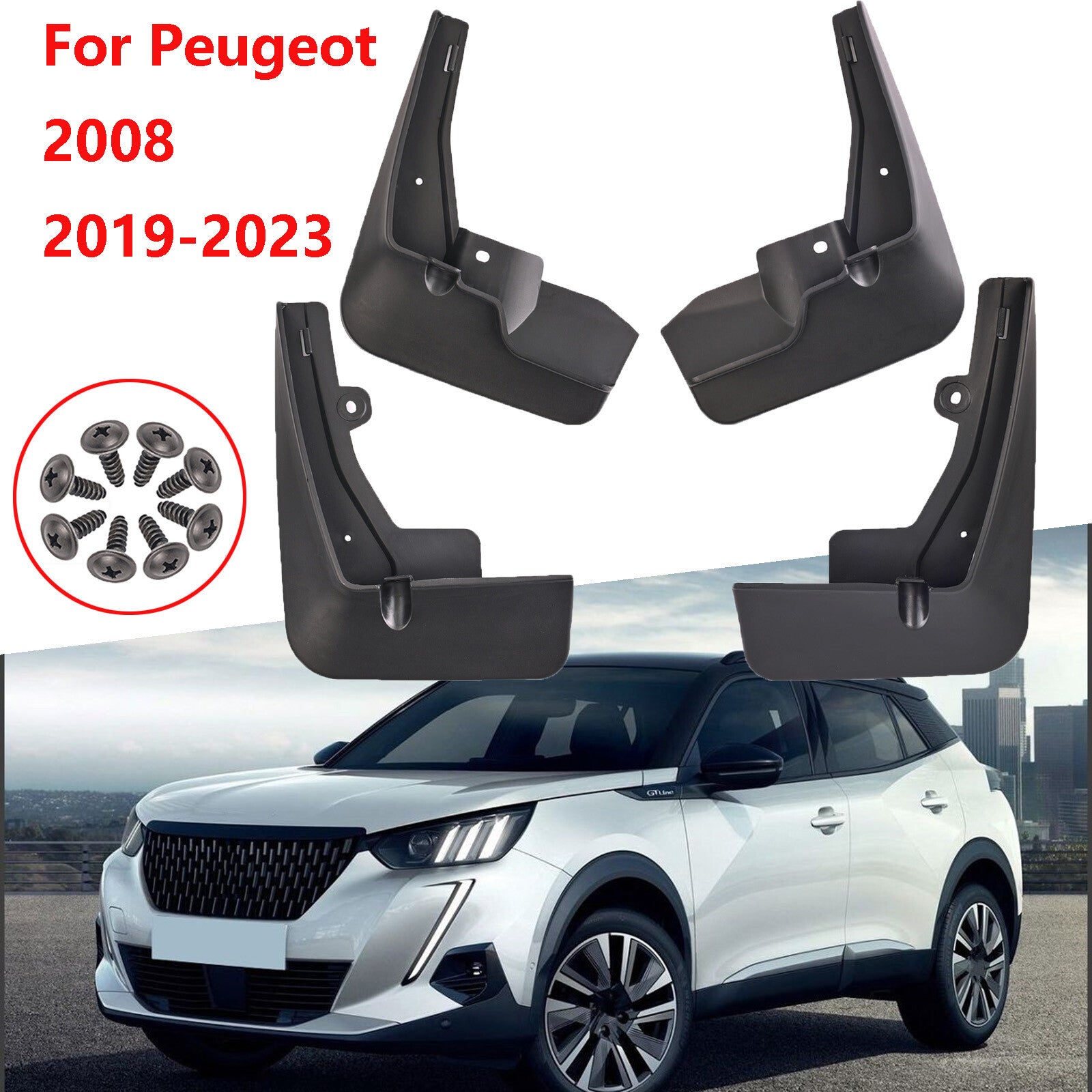 4X for Peugeot 2008 2019-2023 front rear Splash Guard mudguard mud flap guards Q