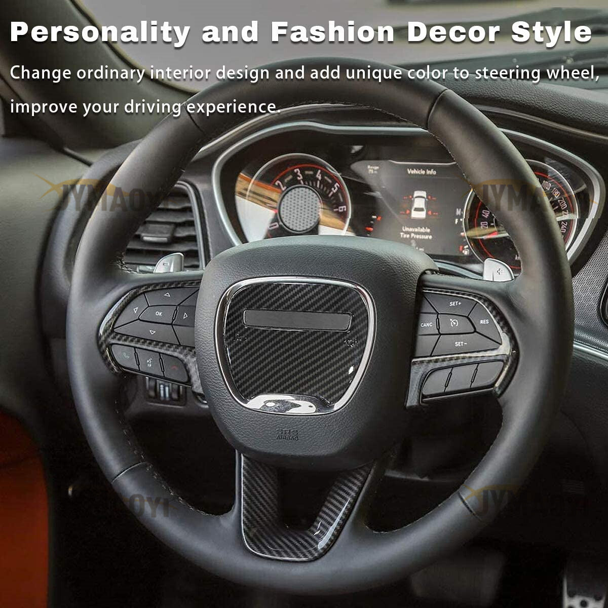 4x Carbon Fiber Steering Wheel Cover Trim Sticker for Dodge Charger for Challenger
