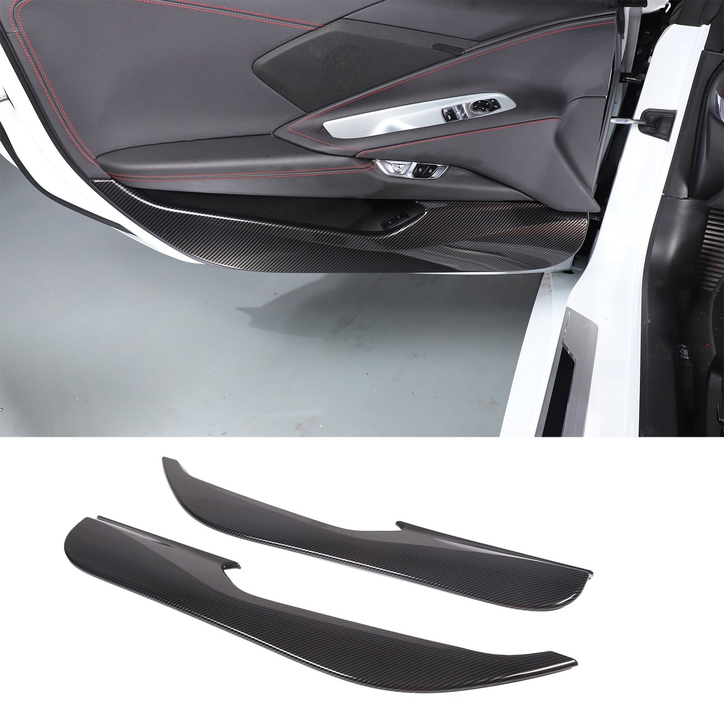 Carbon Look interior door kick guard cover for Corvette C8 Stingray 2020 - 2024