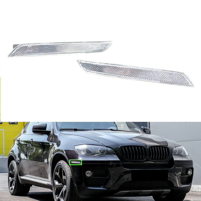 Pair Front Bumper Side Marker Reflector Lights for BMW X6 E71 E72 X5M 2008-2014