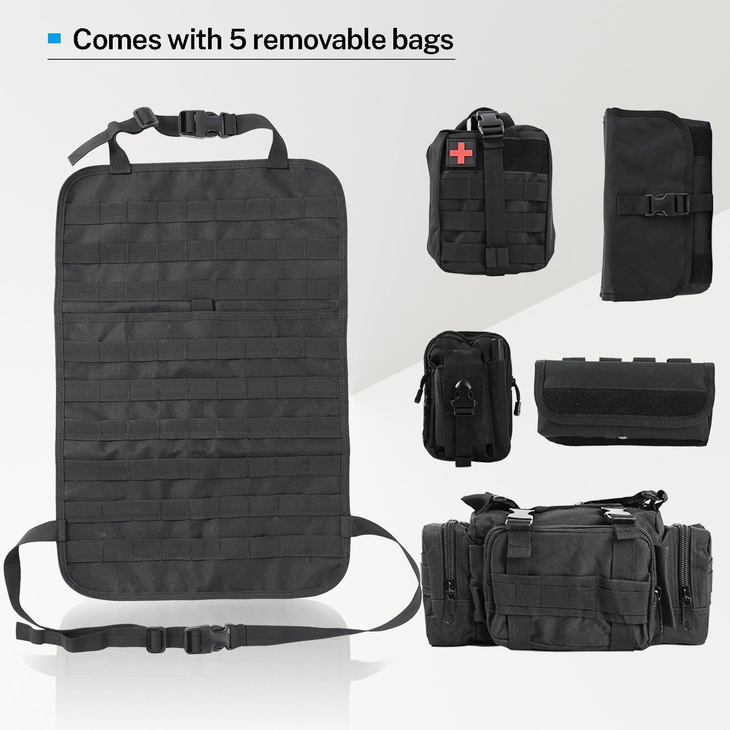 Tactical Car Vehicle MOLLE SeatBack Pouch Cover Protector Storage Bag Organizer Q