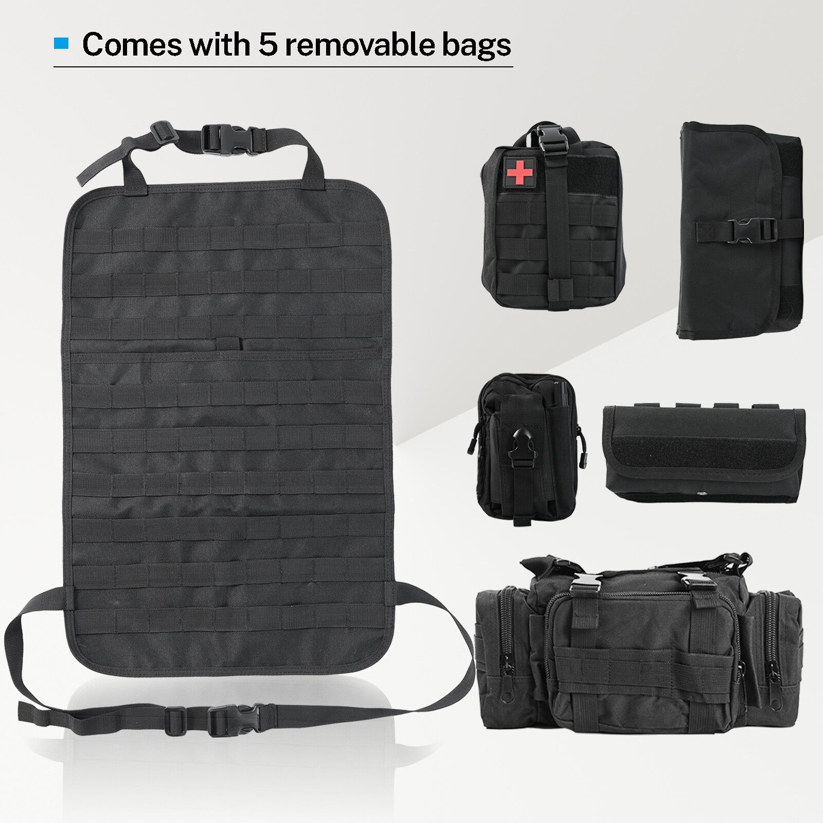 Tactical Car Vehicle MOLLE SeatBack Pouch Cover Protector Storage Bag Organizer Q