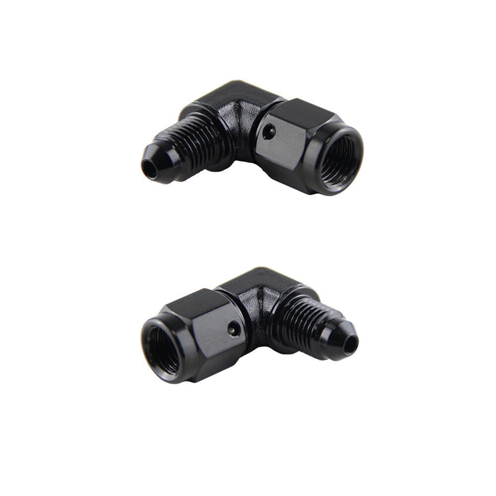 2PCS AN3 Female to 3AN Male 90 Degree Flare Swivel Hose Fitting Adapter Black