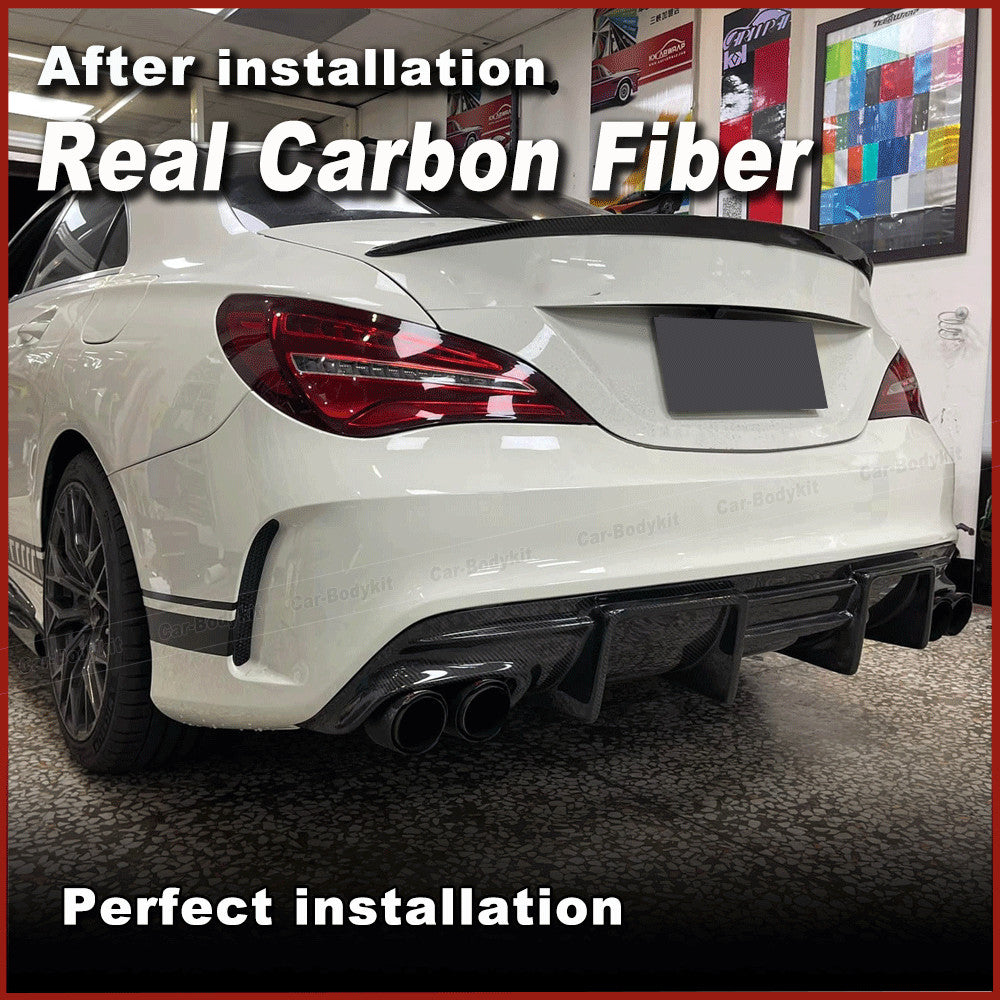 Fit for Benz C117 CLA250 CLA45 2013-19 REAL Carbon Rear Bumper Diffuser Lip