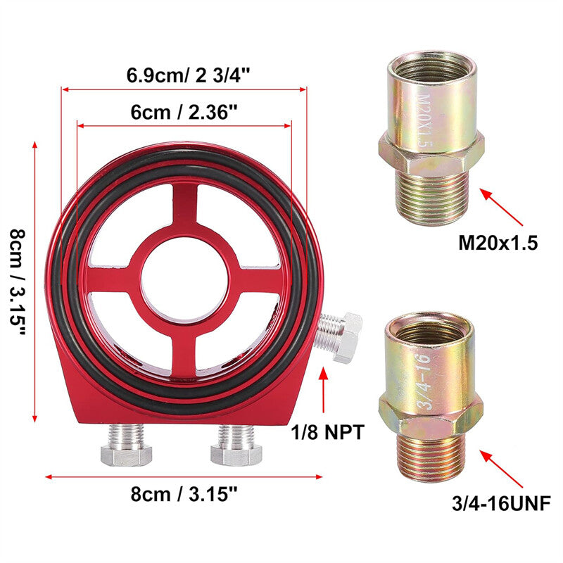 Universal Car Oil Filter Cooler Sandwich Plate Adapter 1/8 NPT M20x1.5 3/4-16UNF Q