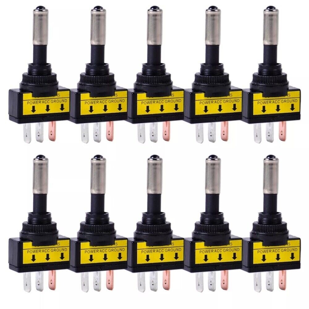 10pcs 12V 20A Car Boat Auto Blue LED Light Toggle Rocker Switch 3Pin SPST ON/OFF n