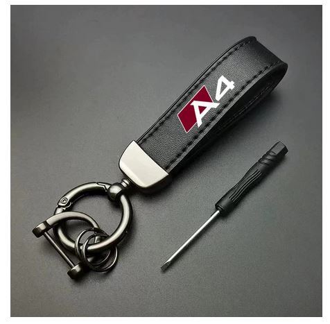 leather black car keychain/key ring for Audi Q8