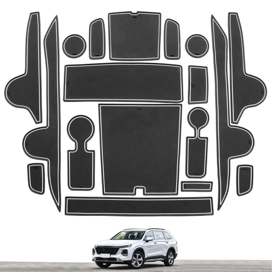 Anti-Slip Gate Slot Cup Mat for Hyundai SantaFe 2023 2024 Pad Accessories WHITE