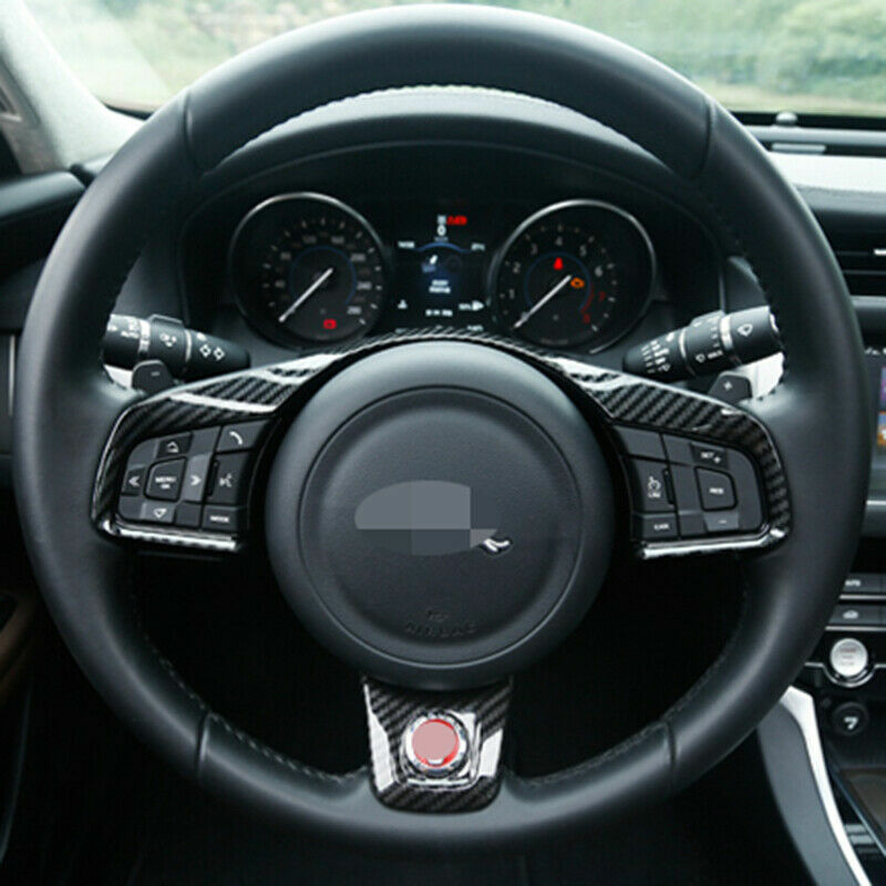 2X for Jaguar F-PACE 2016-2020 Carbon Fiber Interior Steering Wheel Trim Cover