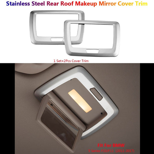2x Stainless for BMW 5 F10 F11 Car Interior Rear Makeup Mirror Panel Cover Trims
