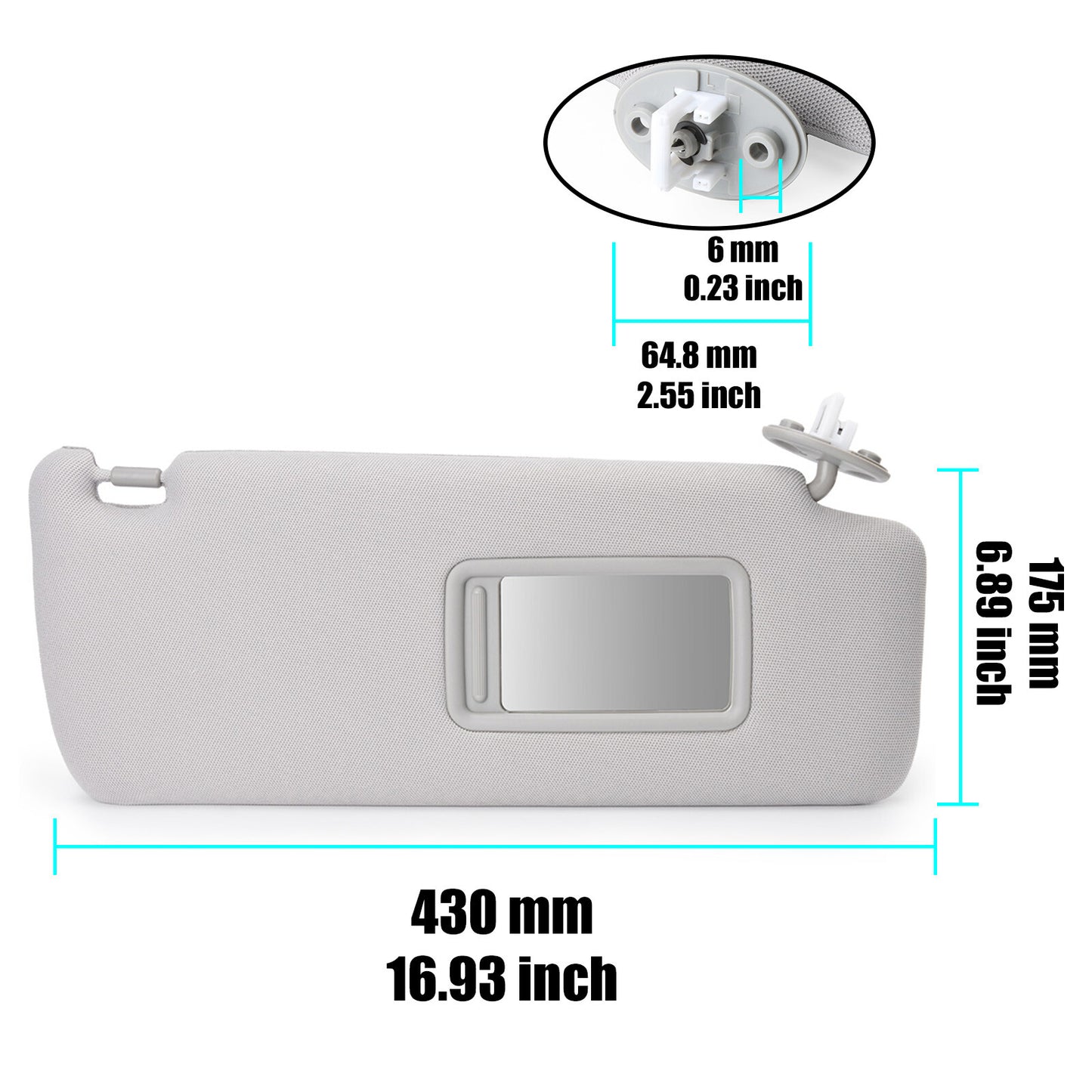 1X 74310-35A91-B1 Sun Visor Right Driver Side Gray for Toyota Prado 2010-2023 AU