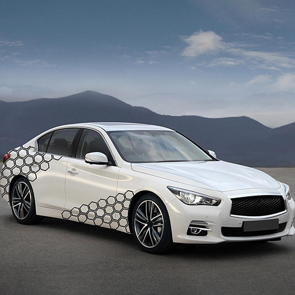 Car Camouflage Kit Hexagon Honeycomb Side Stickers Decals Decoration Black