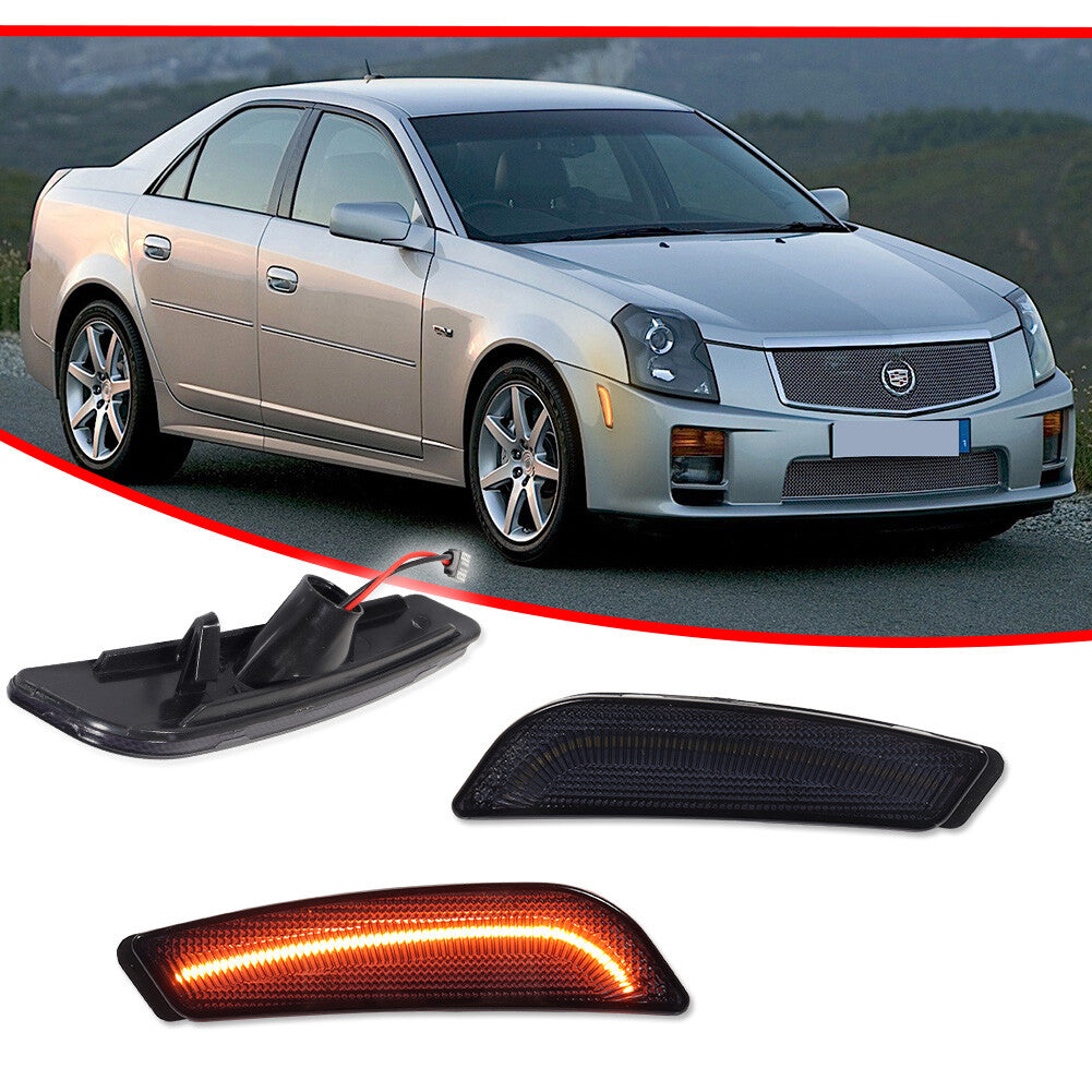 For 03-07 for Cadillac CTS CTS V Front Side Marker Lights Smoke Lens Amber LED Lights - v