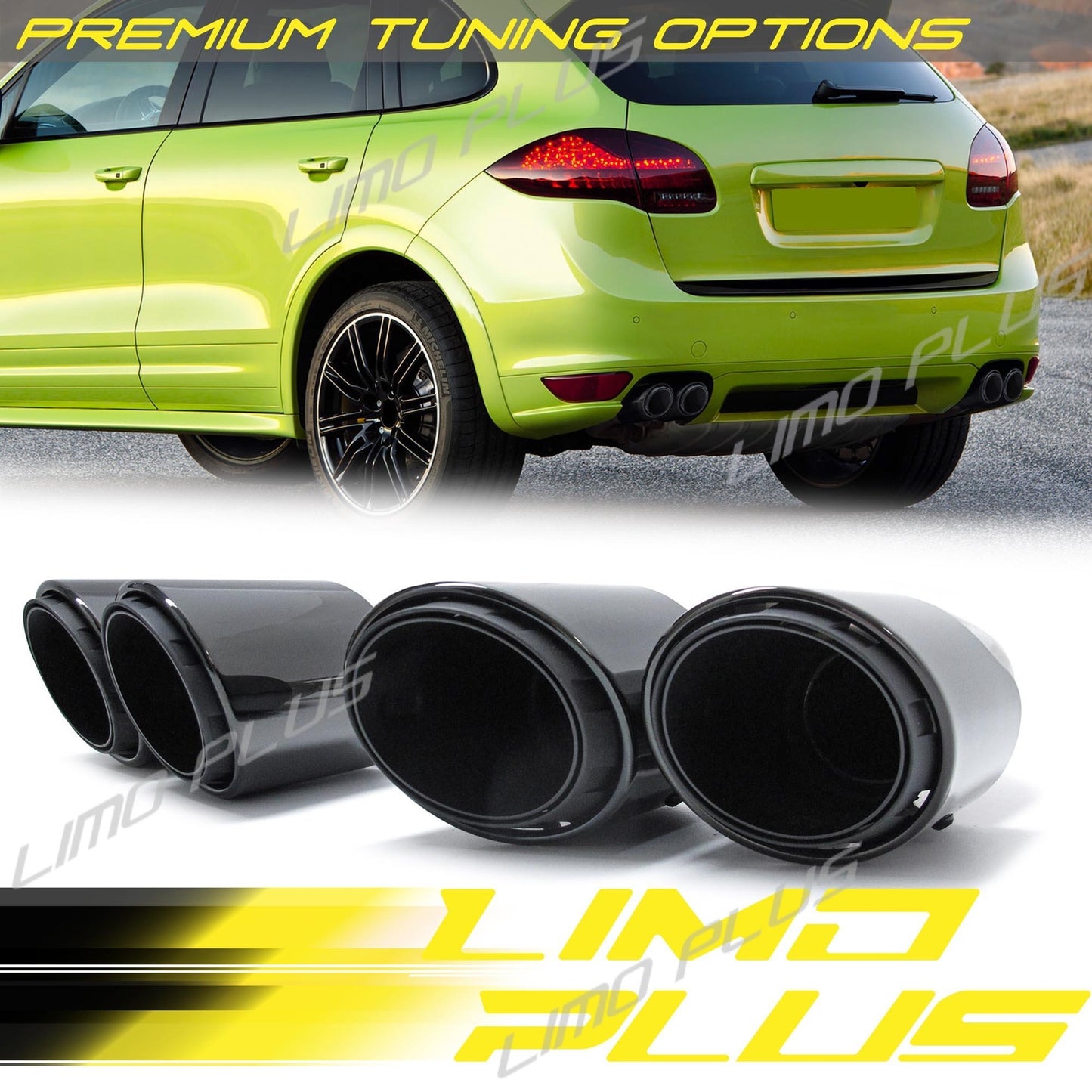3-layer exhaust manifold muffler, black, for Porsche for Cayenne 92A 2014-2018. Q