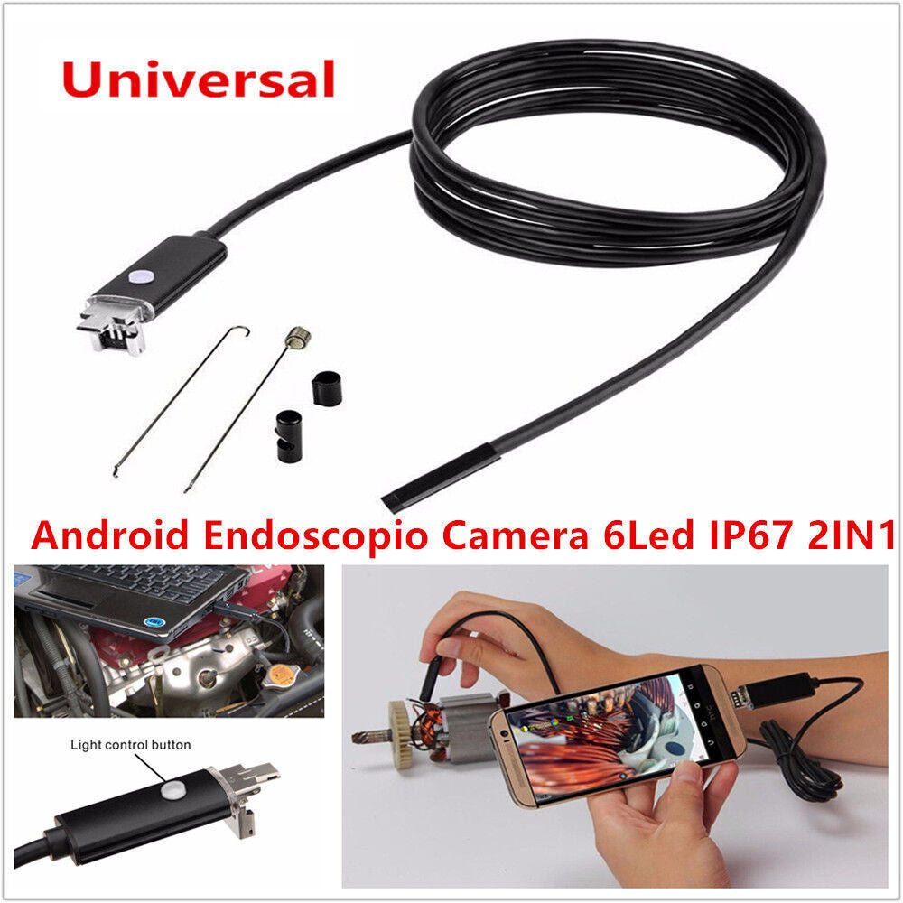 Car inspection camera scope cable endoscope 7mm lens HD USB Android PC 2-in-1 6LED- n