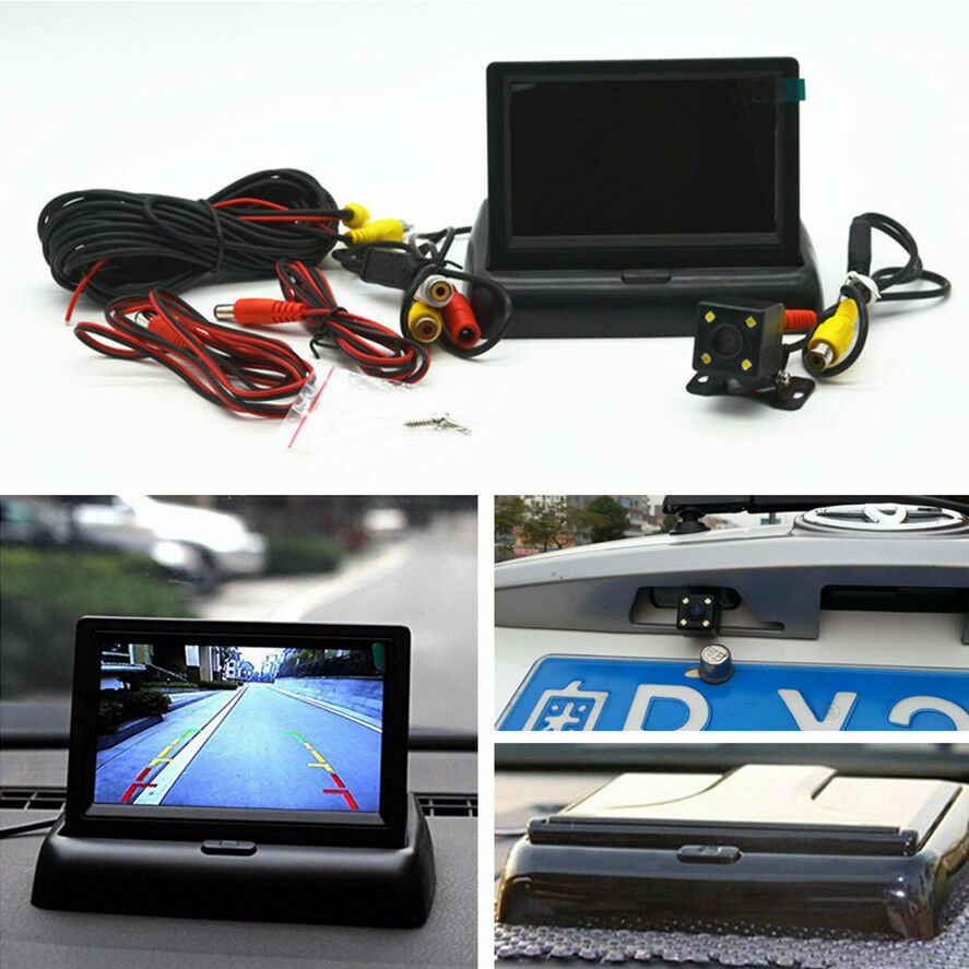 Car Rear View CCD 4 LED Night USE Camera  4.3 Foldable LCD Display Monitor Q