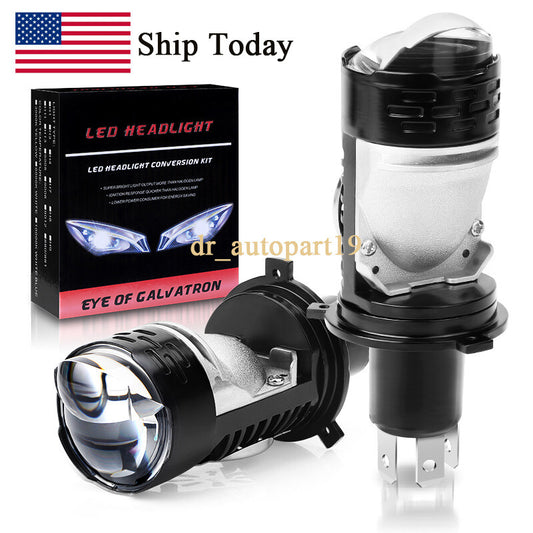 H4 for Mini Bi-LED Projector Lens 100W LED Headlight Bulbs Kit Hi-Low Retrofit LHD
