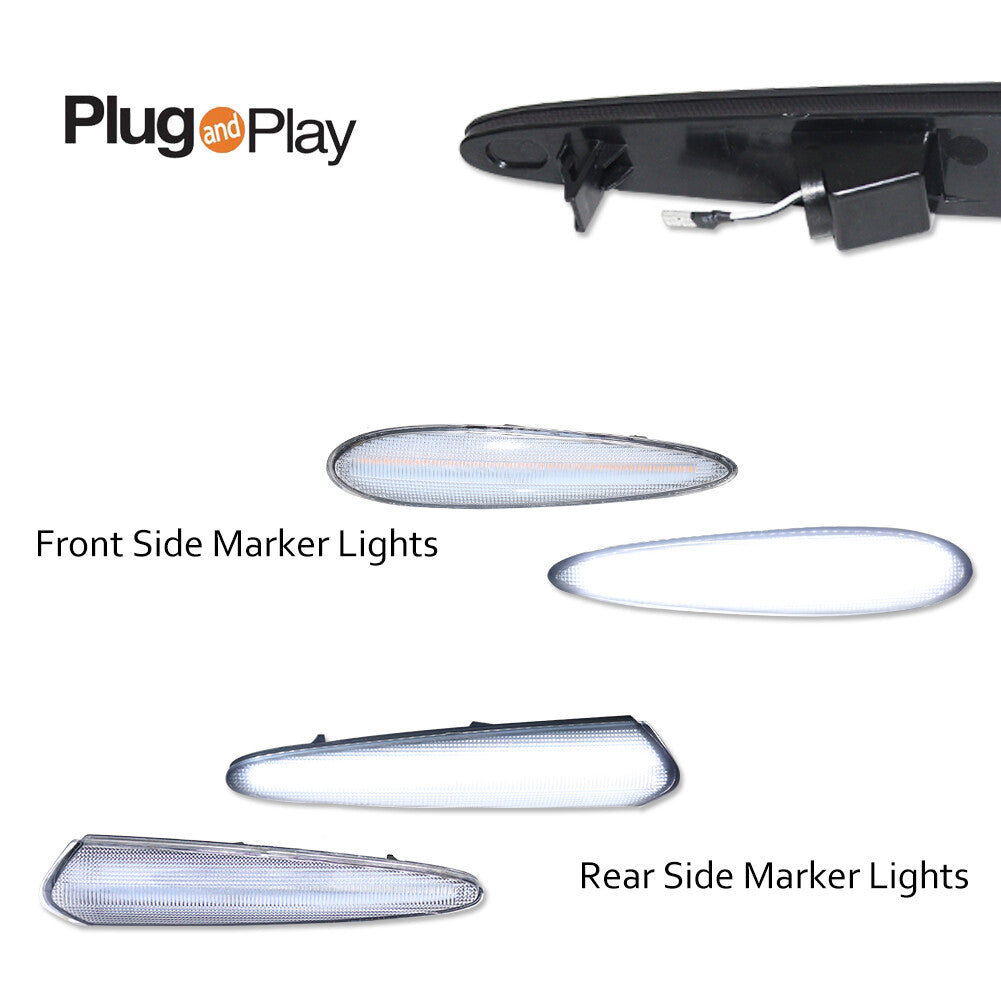4pcs Clear Plastic Lens White LED F & R Side Marker Lights for 00-03 for Maxima- v